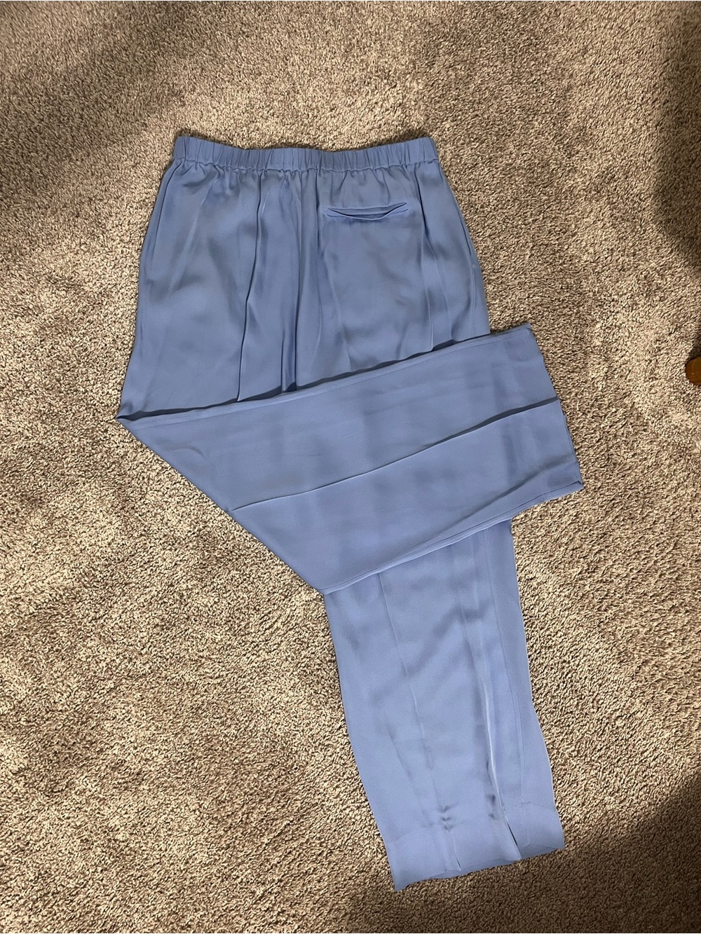 Light Blue Silk Relaxed Trousers